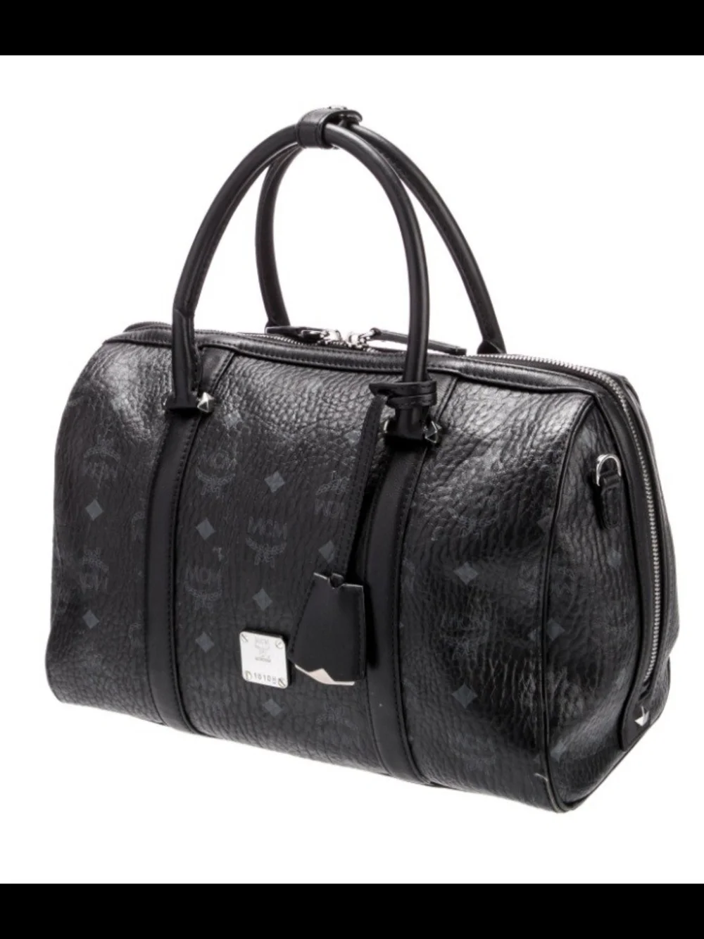MCM Black Visetos Monogram Duffel Bag